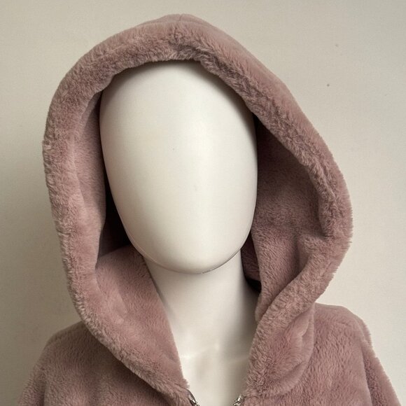 CoffeeShop Nordstrom coat jacket Light Pink Faux Fur Coat Jacket with Hood & Poc - Picture 4 of 7